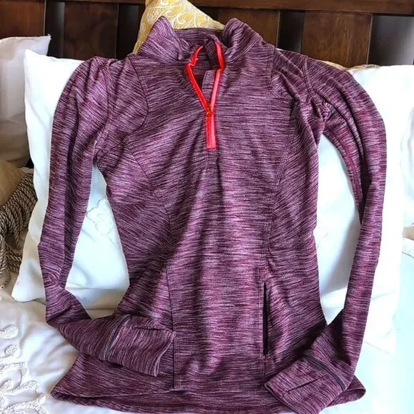 Lululemon Kanto Catch Me Heathered Bordeaux Half Zip Long Sleeve Top Size 4 - Picture 1 of 16